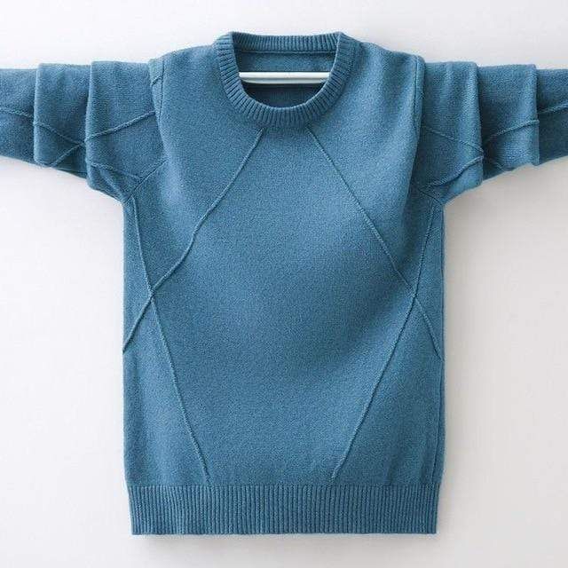 Boy's Clothing blue / 15 Winter Knitted Cotton Toddler Stretch Cotton Winter Sweater, Cozy Knitted Crew Neck Sweatshirt, Snug Solid Color Crew Neck Sweater, Winter Cozy Fit Sweater With Ribbed Neckline, Cozy Winter Sweater With Ribbed Neckline, Cozy Fit Winter Sweater With Ribbed Neckline, Snug Fit Casual Sweater In Solid Color, Snug Winter Tops With Ribbed Cuffs, Snug Winter Top With Ribbed Cuffs