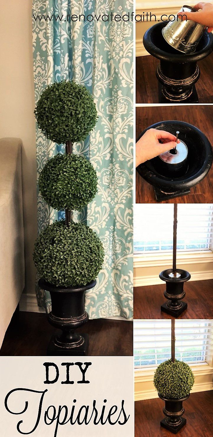 diy topiary planter with instructions to make it