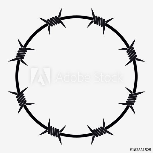 a black and white image of a barbed wire circle