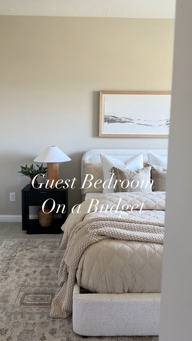 the guest bedroom is on a budget