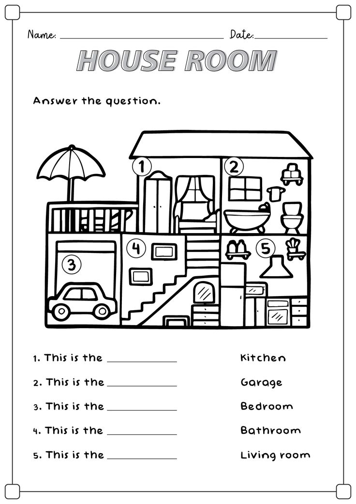 the house room worksheet is shown in this printable coloring page for kids