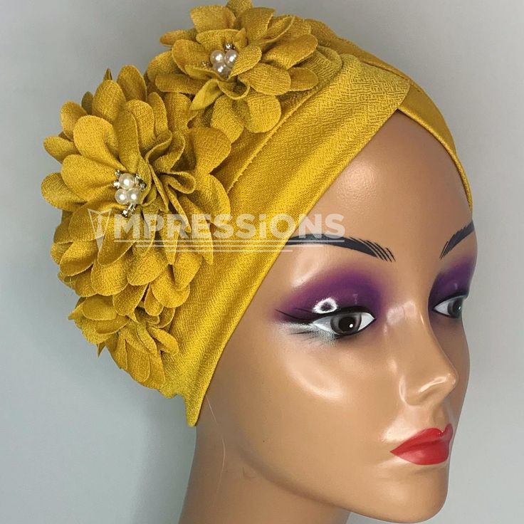 *This stunning, petal-adorned Turban is available as seen, it is a must-have for the stylish, easy to wear. Don't have time for that hair? This should get you covered. Can be worn on full hair , has a lot of room because of its elastic material. *it is lightweight *can be worn as an accessory to compliment your outfit. Fitted Yellow Turban, Adjustable Yellow Turban For Summer, Yellow Summer Headband Headscarf, Elegant Yellow Headwrap In Headband Style, Yellow Adjustable Headband Headscarf, Adjustable Yellow Headscarf Headband, Adjustable Yellow Headscarf In Headband Shape, Adjustable Yellow Headwrap For Spring, Yellow Headband Headwrap For Summer