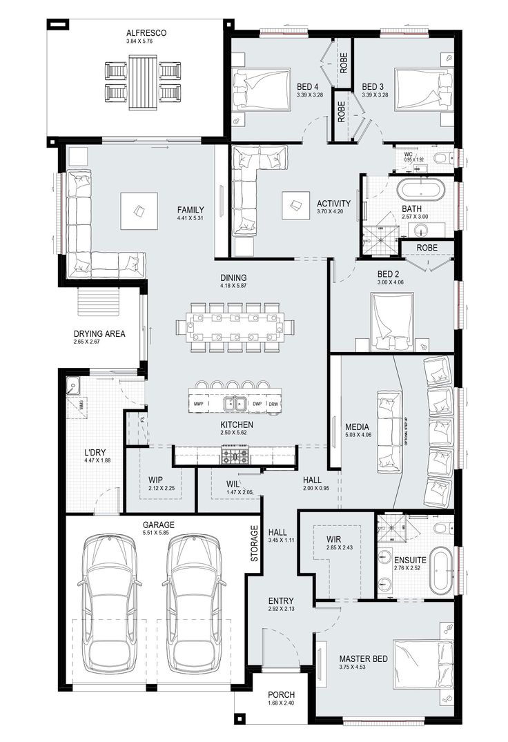 the floor plan for a home with two car garages and an attached living area