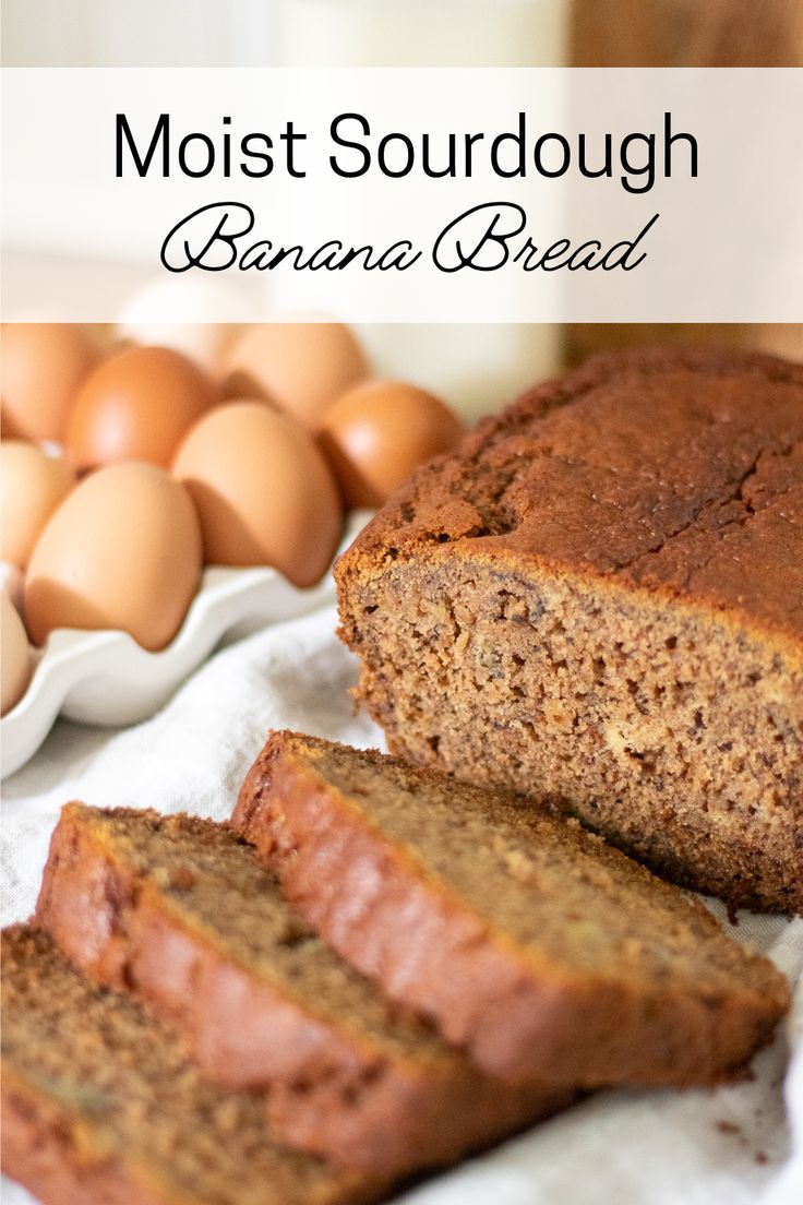 moist sourdough banana bread sitting on tea towel sliced into loaves Einkorn Sourdough Starter, Sourdough Discard Banana Bread, Discard Banana Bread, Sourdough Banana Bread Recipe, Sourdough Discard Banana, Sourdough Einkorn, Sourdough Banana Bread, Einkorn Sourdough, Sourdough Banana