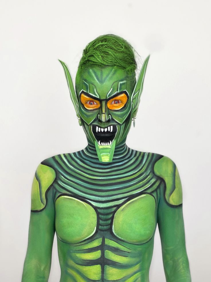 Green Goblin Makeup, Goblin Face, Marvel Makeup, Cartoon Makeup, Face Paint Makeup, Character Makeup, Green Goblin, Halloween 2023, Man Character