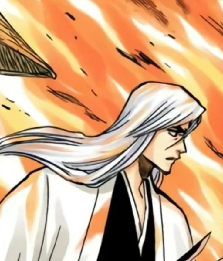 an anime character with long white hair holding a knife and looking at something in his hand