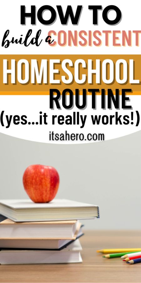 an apple sitting on top of books with the words how to build a content homeschool routine yes it really works