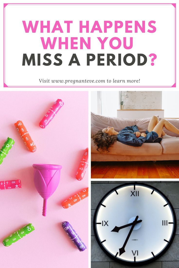 what happens when you miss a period? collage with clock and candy candies