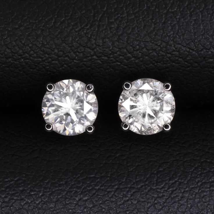 Why we love it:These diamond stud earrings offer a forever classic look.Highlights:- 1.18ct pair of natural diamonds- Round brilliant cut for lively brilliance- Beautiful white face up with H color- Inclusions blend well with SI3 clarity. Will appear eye clean when worn- Classic 14k white basket settings with friction backs White Gold Platinum Diamond Earrings With Single Diamond, Platinum White Gold Diamond Earrings With Single Diamond, Platinum Diamond Earrings With Single Diamond, White Diamond Earrings With Single Diamond, Gift Diamond White Platinum Diamond Earrings, White Gold Single Diamond Earrings, Lab-grown, Round Lab Grown Diamond Fine Jewelry Earrings, Gift Platinum Diamond White Earrings, Timeless Diamond Cut Diamond White Earrings