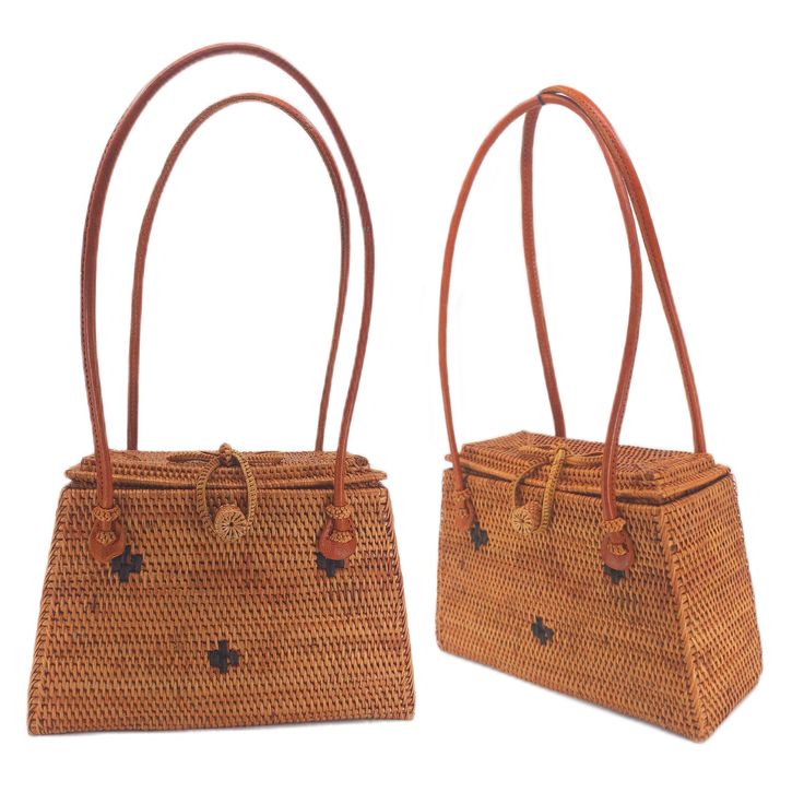 The rattan bags from Ganapati Crafts Co.'s are not only beautiful, but they also embody the essence of eco-friendly fashion. Handcrafted from sustainable rattan material, each bag showcases authentic Bali design with unique patterns and a touch of Instagrammable flair. Key Features: Smooth, snag-free surface that won't damage your clothing items. Unique Bali fabric with double lining on the outside, ensuring durability and style. Secure and adjustable strap length, providing a perfect fit for an Rattan Bags, Bali Design, Rattan Material, Rattan Bag, Clean Cotton, Eco Friendly Fashion, Coconut Shell, Buy Handmade, Women Artisans