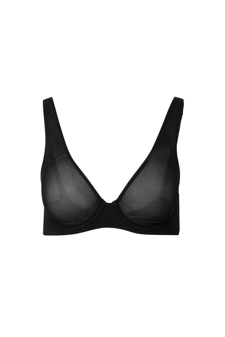 The perfect bralette for everyday wear! This black mesh triangle bralette has an underwire for support and is made from recycled materials. It's also lightweight and breathable, making it perfect for layering or wearing on its own. (Available in sizes 38DD-42D.) Chic Bra, Lingerie Drawer, The Ivy, Triangle Bralette, Adore Me, Black Bralette, Triangle Bra, Bra And Panty Sets, Bras And Panties