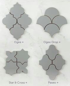 four different shapes of tile on a wall