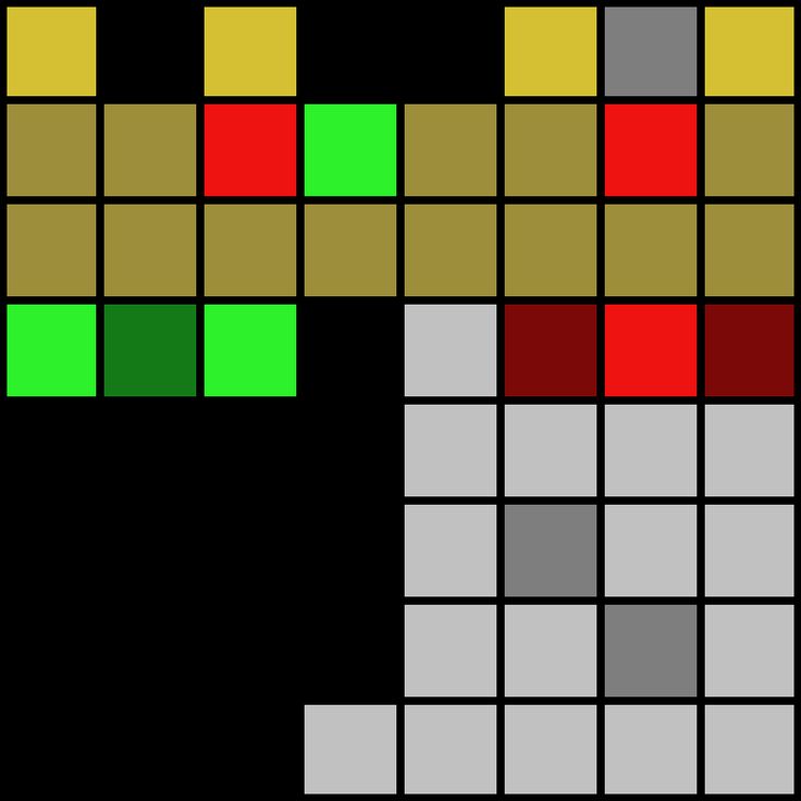 an image of a pixel style game with different colors and shapes on the screen, including squares