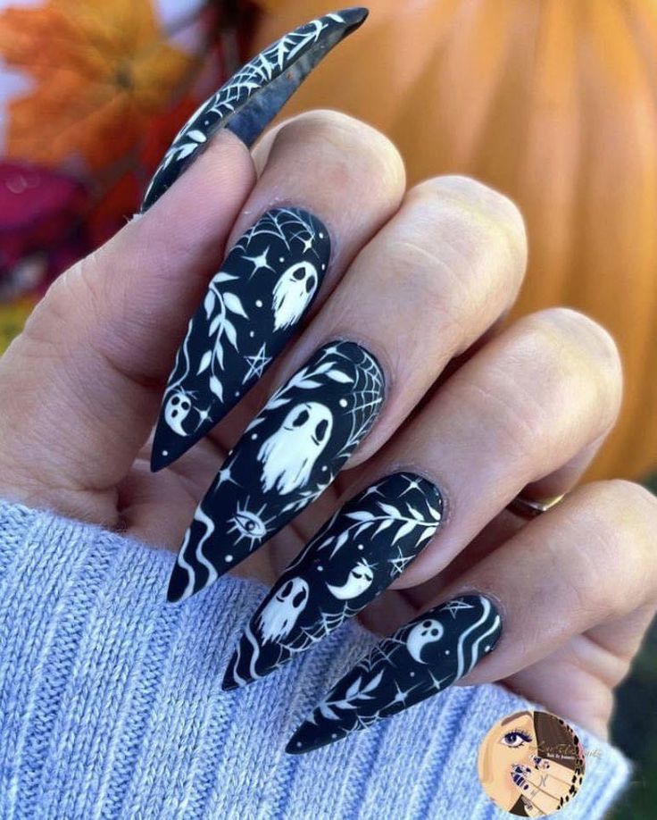 Black Halloween Nails, Horror Nails, Witchy Nails, Fake Nails Designs, Halloween Acrylic Nails, Cute Halloween Nails, October Nails, Nagel Tips, Goth Nails