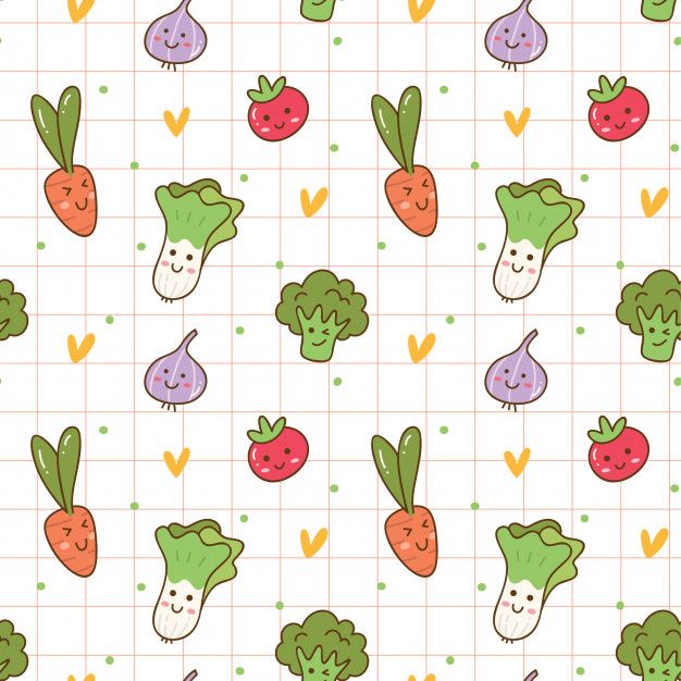 vegetables on a checkered background with carrots, radishes and broccoli