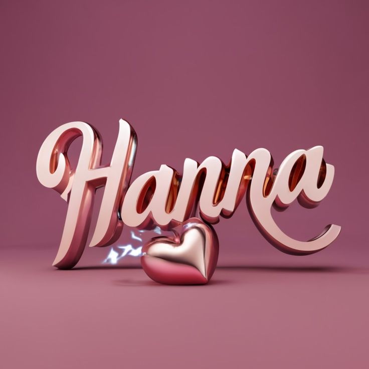 the word hanne is placed next to a heart shaped object on a pink background