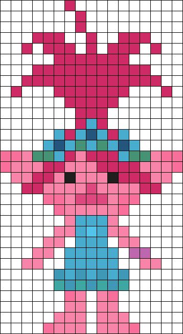 a cross stitch pattern with pink, blue and white squares in the shape of a bear