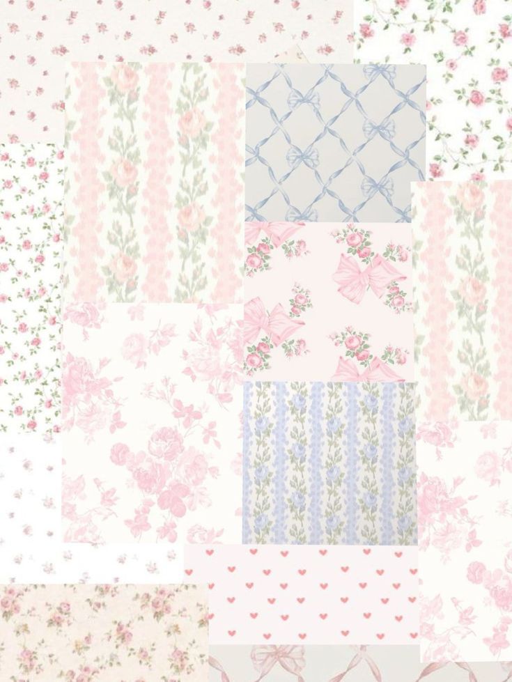 a patchwork quilt with pink and blue flowers