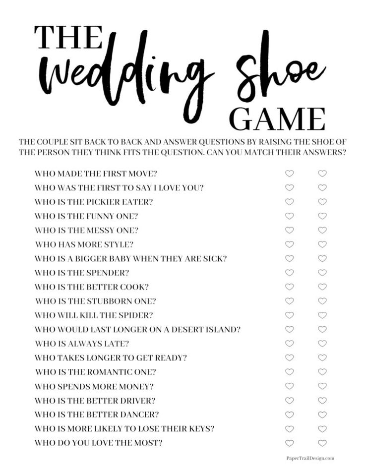 the wedding shoe game is shown in black and white