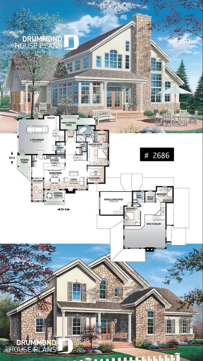 two story house plans with large windows and lots of space for the living room to sit on