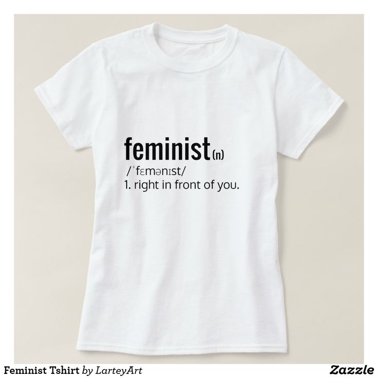 a white t - shirt with the words feminist in black on it, and an image of