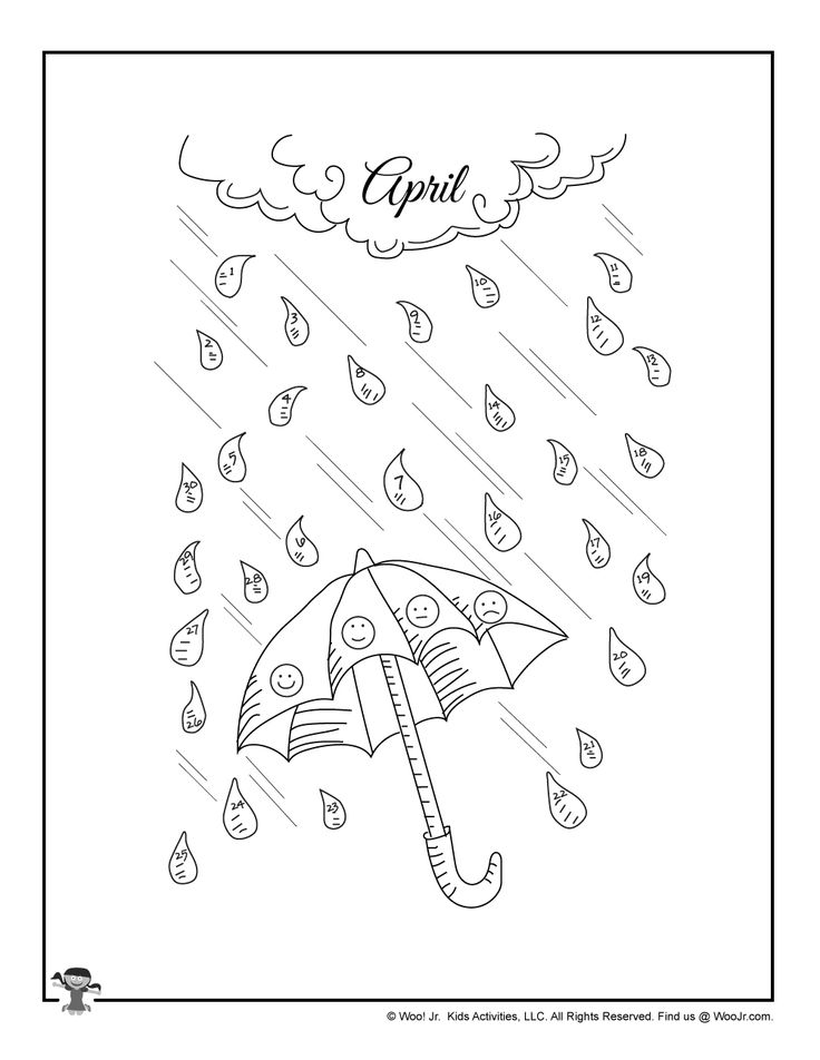 a coloring page with an umbrella and raindrops in the background that says, spirit