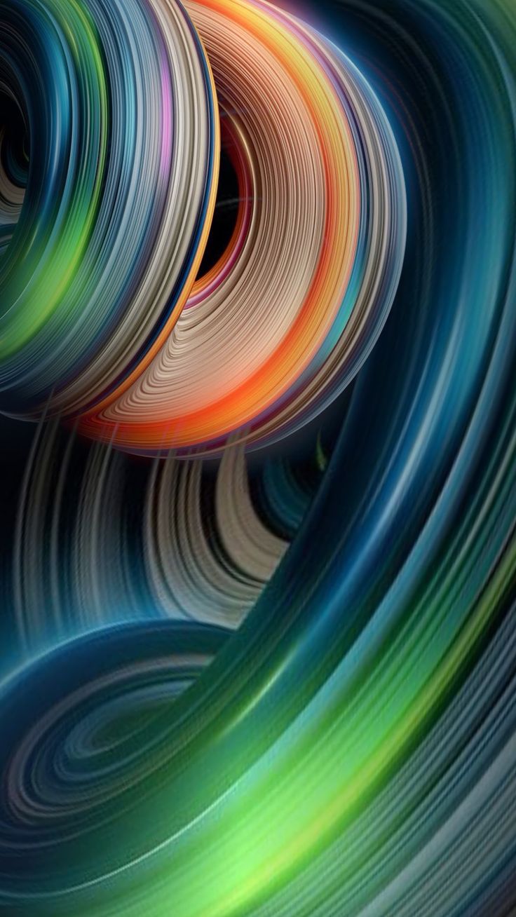 an abstract photo with many colors and lines in the center, as well as swirls