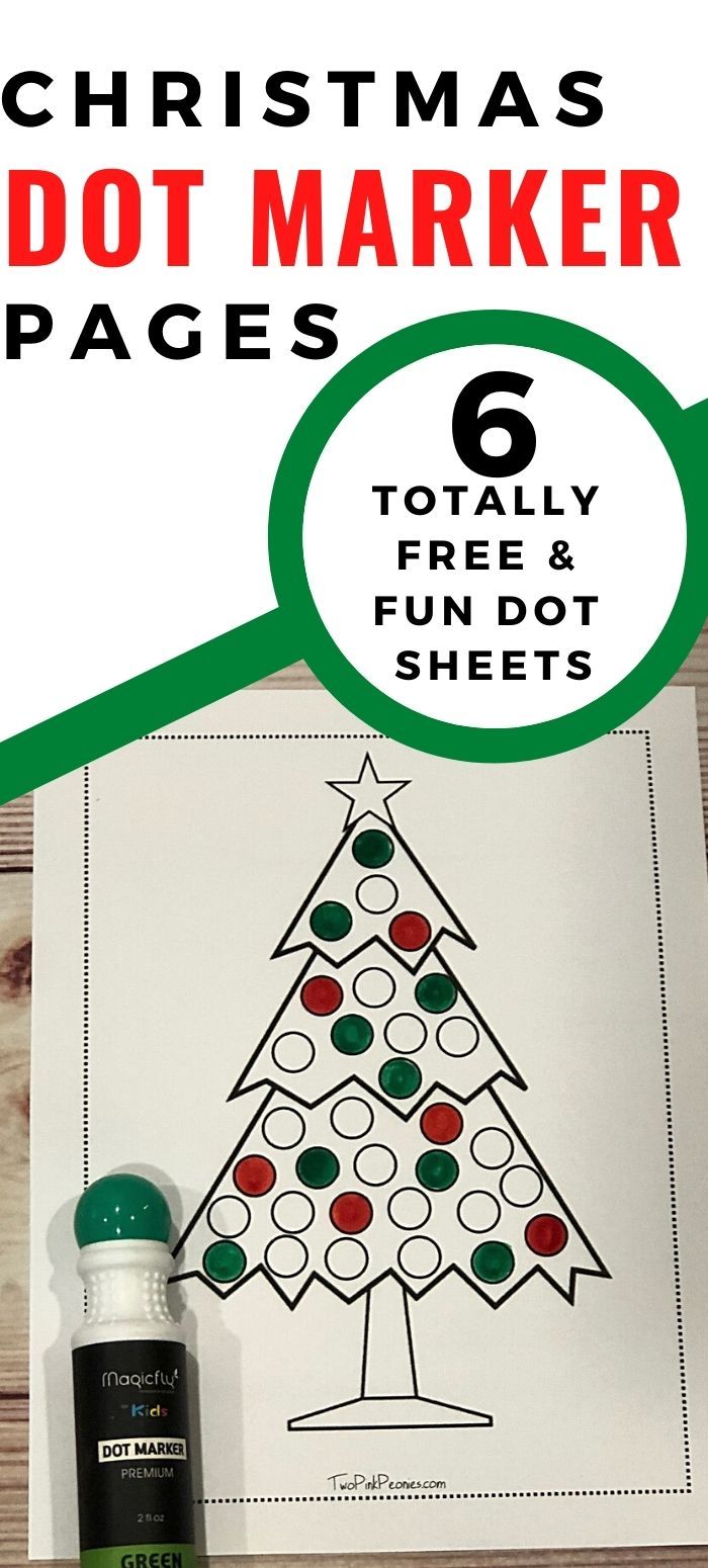 christmas dot marker pages with the text, 6 totally free and fun dot sheets