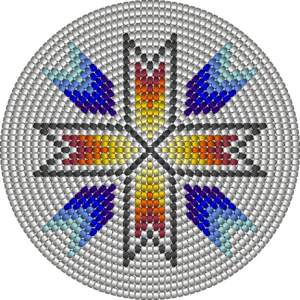 an image of a circular design made out of colored beads on white background stock illustration