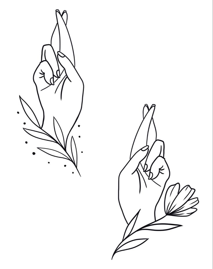 two flowers with one flower in the middle and one on the other side, drawn by hand