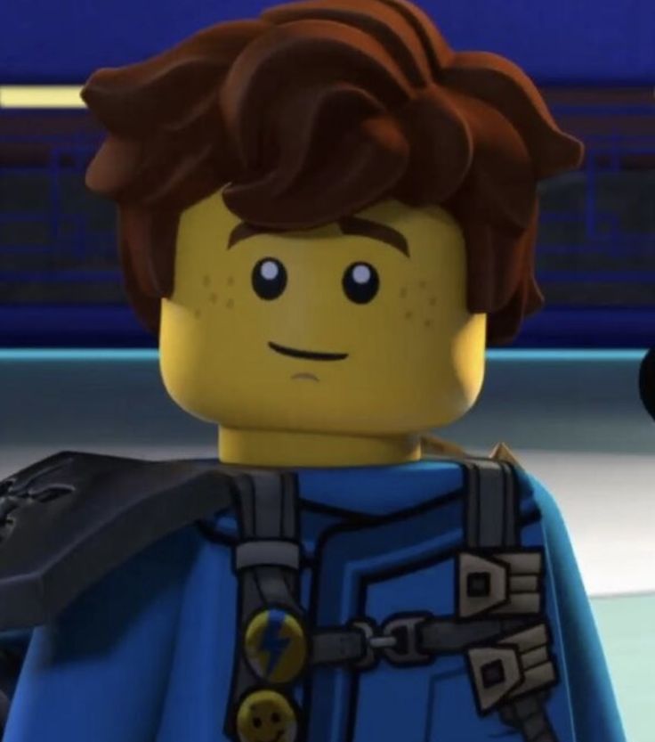 the lego movie character is wearing a blue outfit