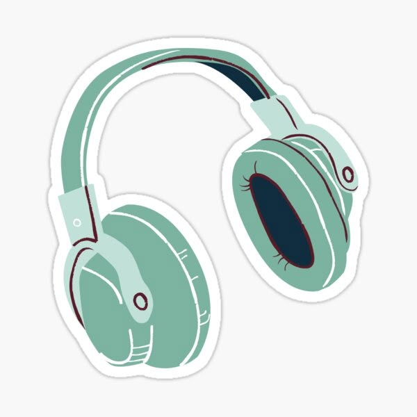 a pair of headphones sticker on a white background