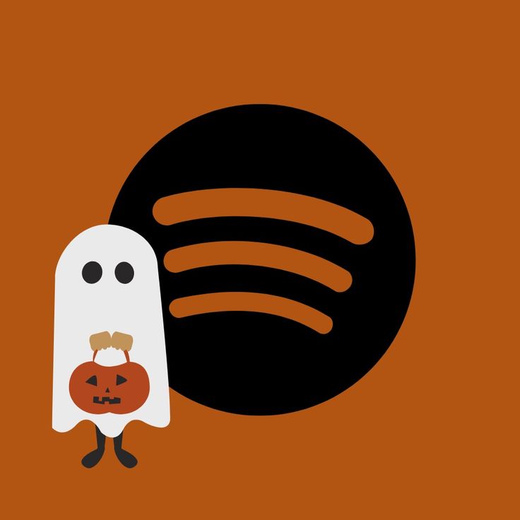 a ghost with a pumpkin in front of an orange background