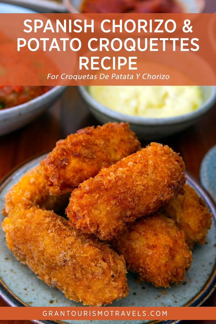 some fried food on a plate with dipping sauce