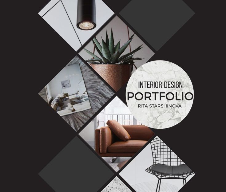 the interior design book cover is shown with black and white geometric shapes, including a chair