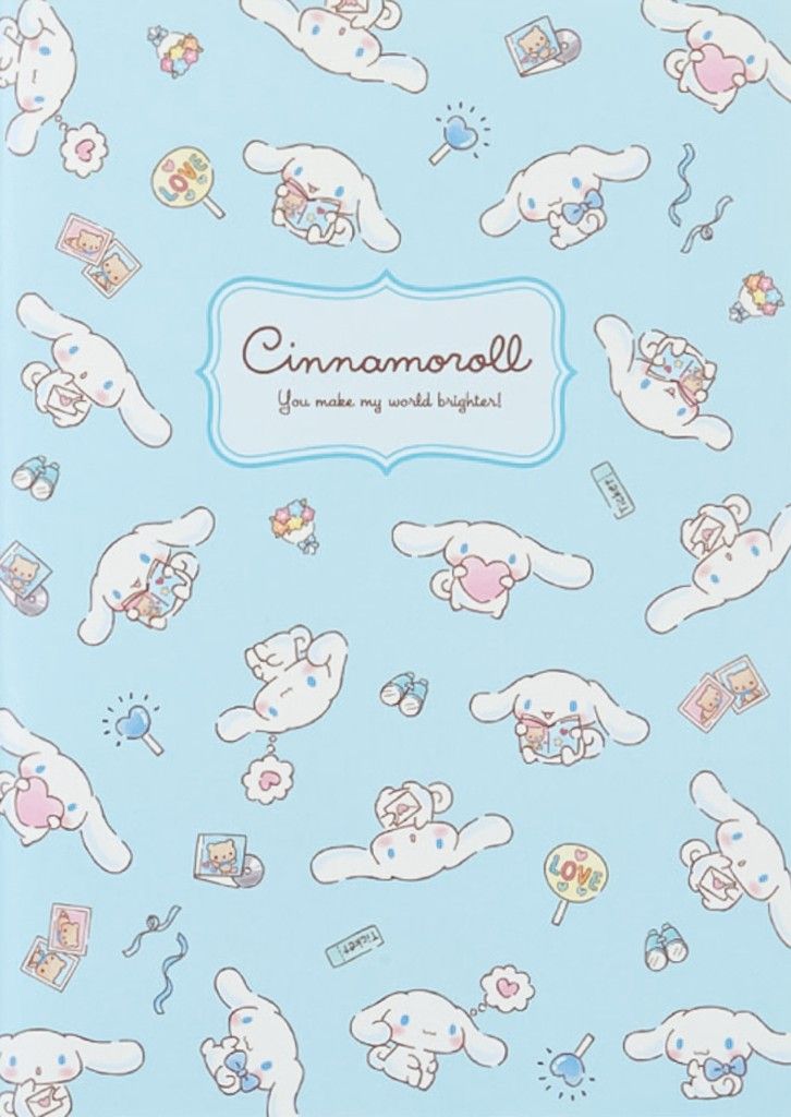 a blue notebook with white teddy bears on it and the words cinnamon written in cursive writing