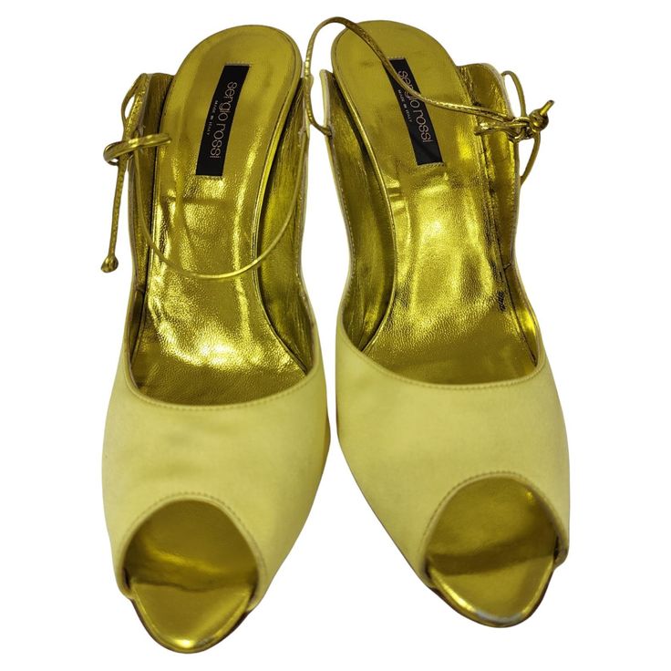 Sergio Rossi yellow silk satin sandals with laces totally made in italy in size 39 heel 10 cm Sergio Rossi, Silk Satin, Ankle Boot, Fashion Accessories, Satin, Sandals, Silk, Heels, Boots