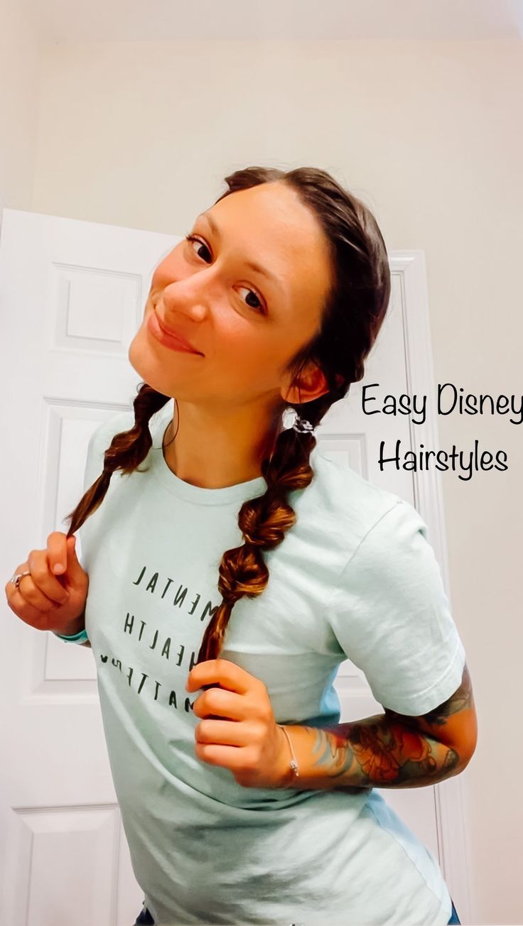 Easy Disney Park Hairstyle: Simple Twisted Bubble Braids Super quick and easy for those hot park days or just hanging out at the pool! I… | Instagram Hair Ideas For Theme Parks, How To Style Hair With Minnie Ears, Disney Mom Hairstyles, Short Disney Hairstyles, Hair Ideas For Disney World, Disney Mom Hair, Easy Theme Park Hairstyles, Adult Disney Hairstyles, Easy Hairstyles For Disney World