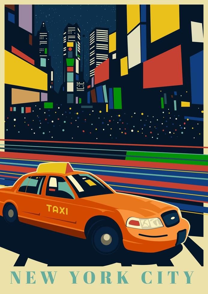 an orange taxi cab driving down a city street