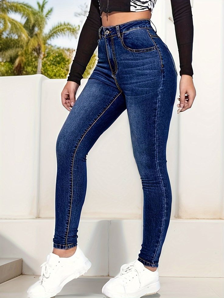 Material:DenimComposition:90% Cotton,10% SpandexLength:Long lengthBelt:NoDetails:WashedPatterned:Solid colorSuitable types:SkinnySheer:NoFabric:High StretchType:JeggingPant Length:Long lengthSeasons:All-seasonCare Instructions:Machine wash, do not dry cleanStyle:CasualOccasion:Weekend CasualClosure Type:Button FlyFit Type:SkinnyWaistline:High WaistPrinting Type:No PrintingWeaving Method:Knit FabricItem ID:BK34908 There maybe 1-2 cm deviation in different sizes, locations and stretch of fabrics. Tight High Waist Jeans, Casual High Waist Tight Jeans, Tight Straight Leg Blue Jeans, Slim Stretch Jeans In Medium Wash, Slim Stretch Medium Wash Jeans, Slim Denim Blue Bottoms, Tight Blue Straight Leg Jeans, Slim Stretch Denim Blue Jeans, Medium Wash Slim Stretch Jeans