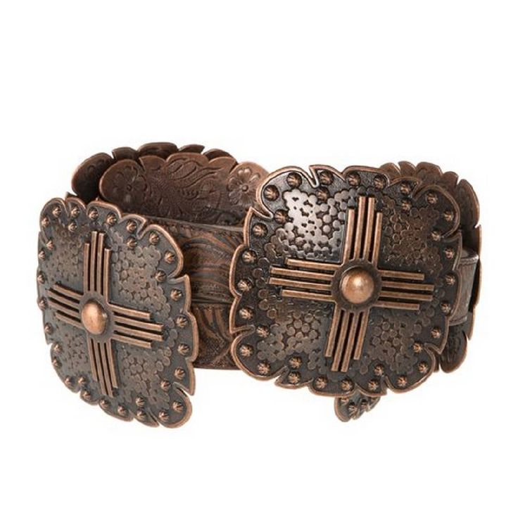 Angel Ranch Copper Concho Leather Belt WOMEN - Accessories - Belts M&F Western Products Cowgirl Belts, Concho Belt, Chain Belts, Branded Belts, Studded Belt, Fashion Belts, Brown Floral, Leather Belts, Leather Necklace