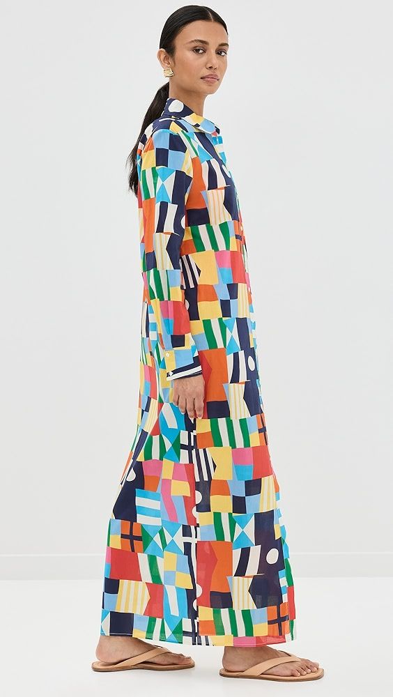 STAUD Vita Dress | Shopbop Multicolor Long Sleeve Shirt Dress For Daywear, Multicolor Long Sleeve Shirt Dress For Work, Multicolor Long Sleeve Midi Dress With Abstract Print, Staud Long Sleeve Spring Dress, Multicolor Long Sleeve Midi Dress For Daywear, Staud Spring Long Sleeve Dresses, Colourful Closet, Corset Midi Dress, Grey Midi Dress