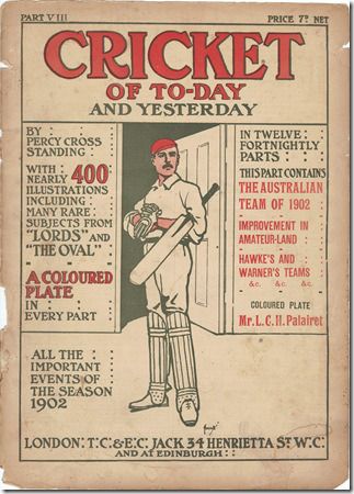 an old book with the title cricket of today and yesterday written in red on it