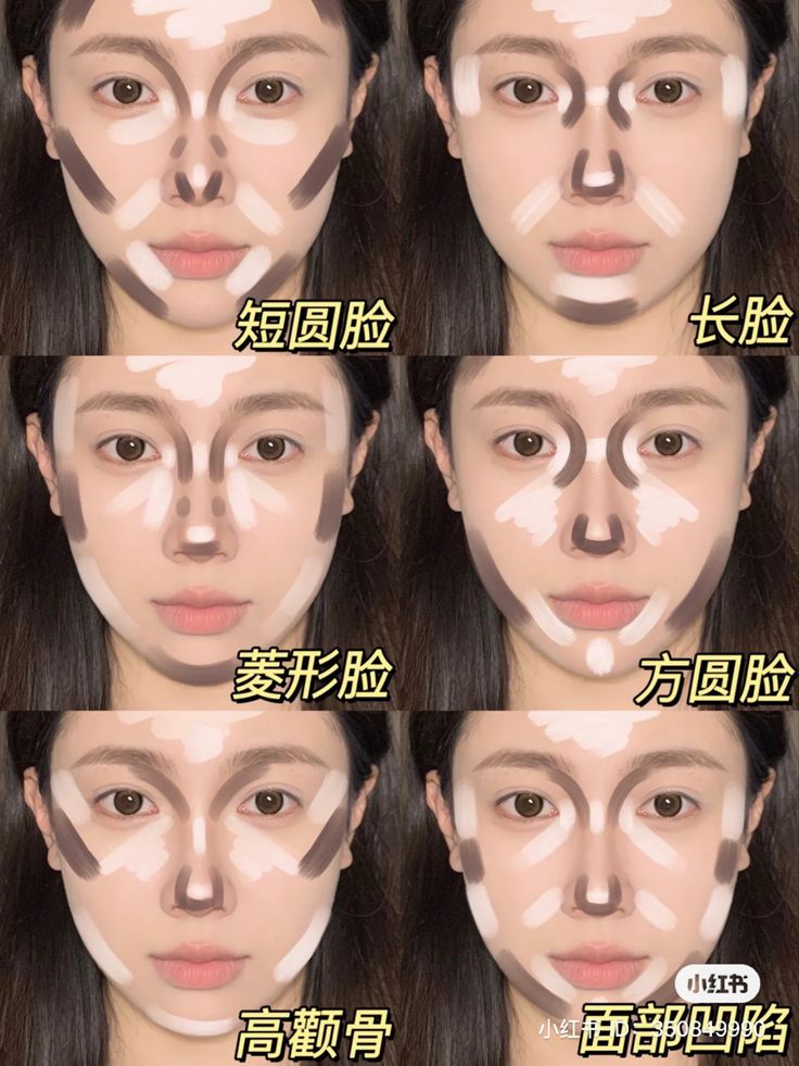 Japanese Contour Makeup, Douyin Concealer Hack, Xiaohongshu Contour, Asian Makeup Contour, How To Do Concealer, Foundation Placement, Concealer Placement, Long Face Makeup, Liquid Cat