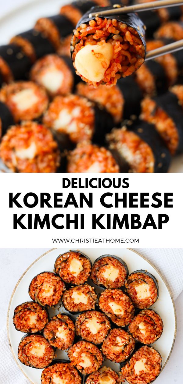 an image of delicious korean cheese kimbap on a plate