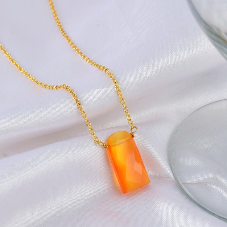 ✨ This Carnelian Pendant Necklace showcases a radiant carnelian stone with its vivid orange-red color and captivating natural patterns. Known for its energizing and confidence-boosting properties, it adds a bold, stylish touch to any ensemble. ★ You are seeing actual pics of products ★ Product Type:- Semi-Precious Gemstone ★ Necklace Size:- 17+2 Inches ★ Shape:- U Shape ★ Gemstone:-Carnelian  ★ Size:-8X16 MM ★ Weight:-19.5 Cts. ★ Color:- As Seen as Picture ★ Treatment:- 100% Natural    ★ Buyer w Women Chain, Carnelian Pendant, Studded Necklace, Carnelian Stone, Celestial Jewelry, Wedding Jewellery Necklace, Elegant Necklaces, Adjustable Necklace, Personalized Necklace