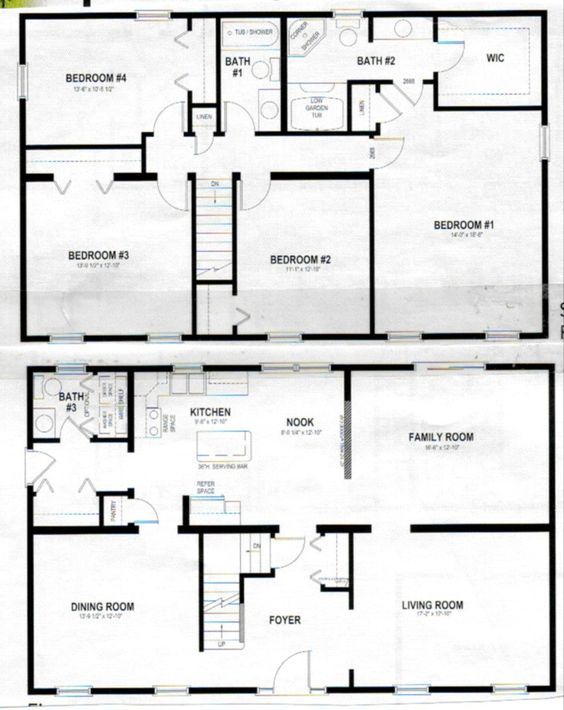 two story house plans with one bedroom and living room on the first floor, while another is