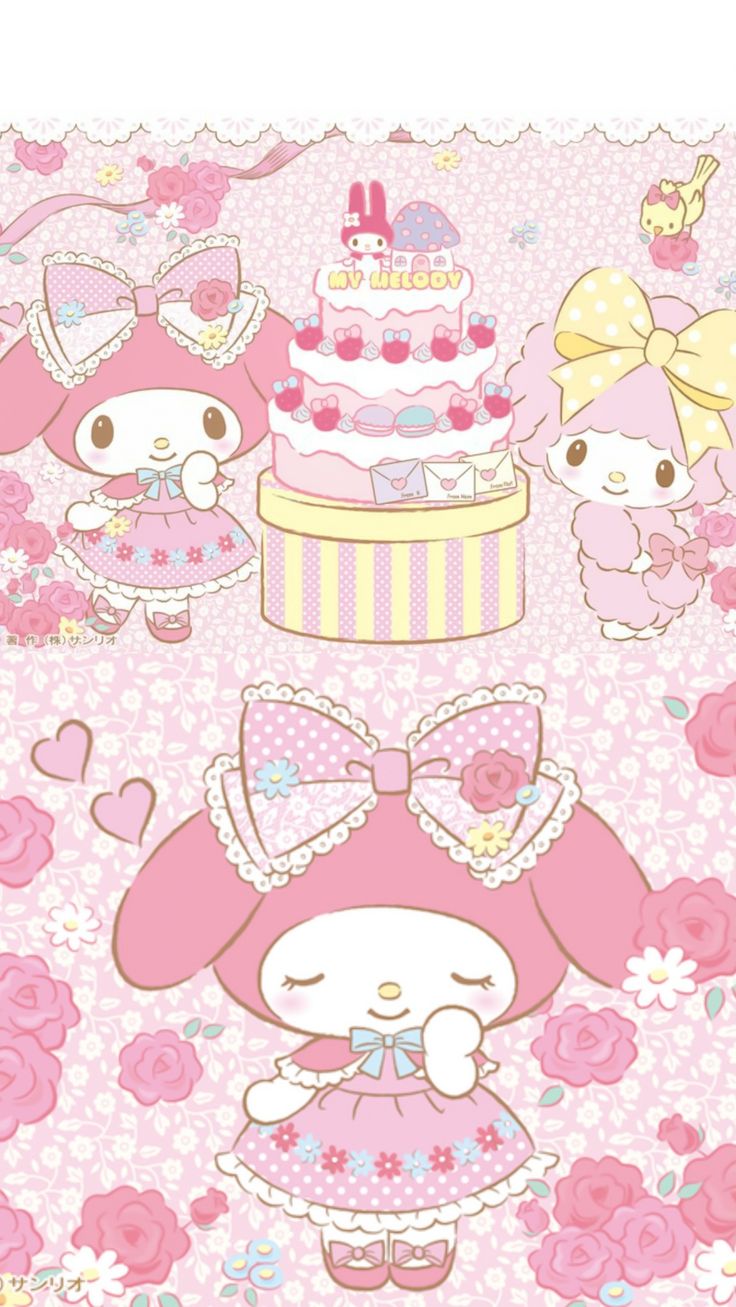 hello kitty wallpaper with pink and white flowers