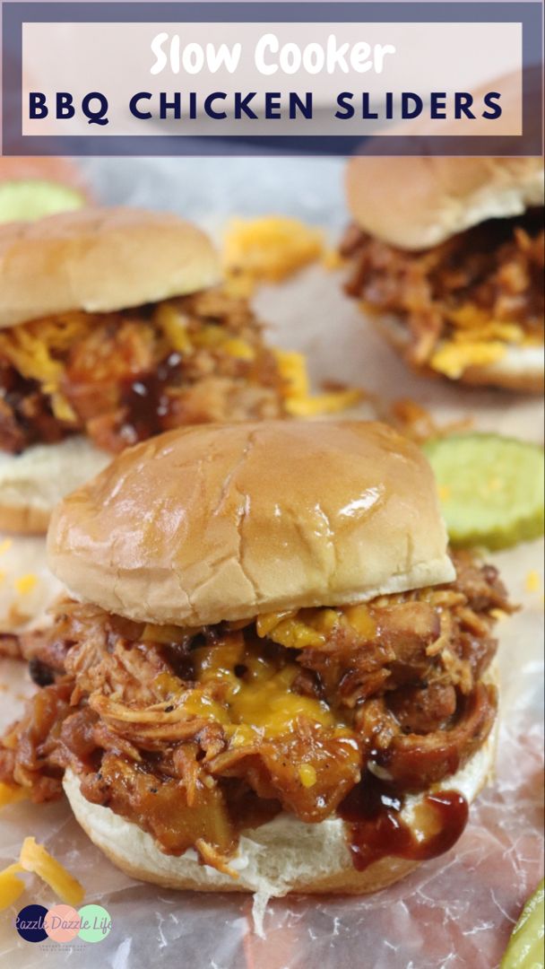 slow cooker bbq chicken sandwiches on wax paper