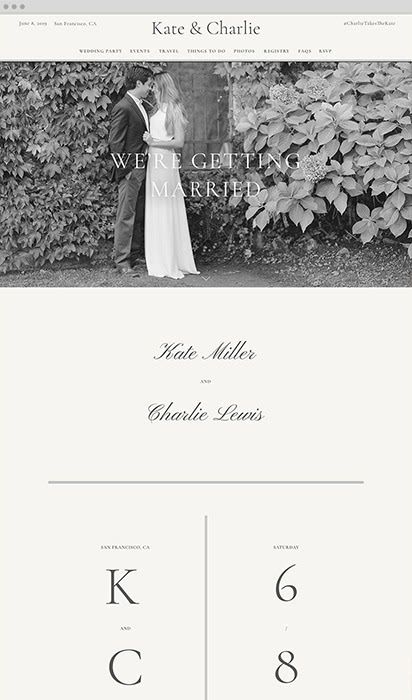 the website for kate & charlie's wedding and event planning company, which is currently open to business